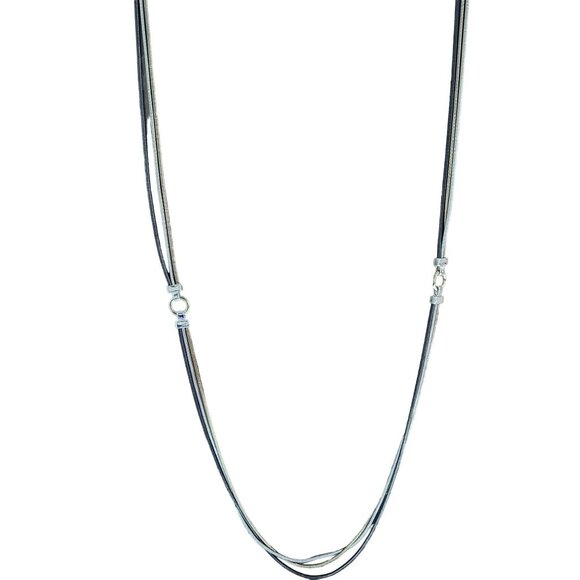 Vintage Tri Tone Triple Strand Snake Chain Statement Necklace Fashion Jewelry - Picture 2 of 6